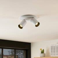 Arcchio Brinja spotlight, white, round, 6 cm, 2-bulb, GU10