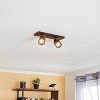 Arcchio Brinja spotlight, black, angular, 7 cm, 2-bulb, GU10