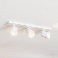 Arcchio spotlight Brinja, white, angular, 7 cm, 3-bulb, GU10