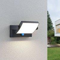 Lindby LED outdoor wall lamp Sherin, anthracite, sensor