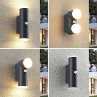 Lindby Aspyn LED outdoor wall light, 2-bulb sensor