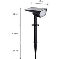 Prios LED solar spotlight Helier, 49 cm, black, ground spike