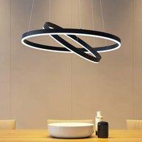 Arcchio LED pendant light Albiona, black, 2 rings, 60 cm