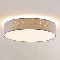 Lindby LED ceiling lamp Ellamina, 60 cm, light grey, textile