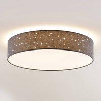 Lindby LED ceiling lamp Ellamina, 60 cm, anthracite, textile
