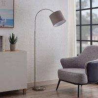 Lindby Keriba floor lamp, nickel/taupe, fabric, 150cm, E27