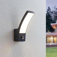 Lindby LED outdoor wall lamp Ilvita, sensor, anthracite, IP54