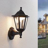 Lindby LED outdoor wall lamp Iavo, black, lantern, 38 cm