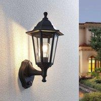 Lindby outdoor wall light Nane, sensor, lantern, seawater resistant