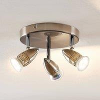 ELC Kalean downlight, nickel, 3-bulb