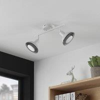 Lindby downlight Erin, white, 2-bulb, 31.5 cm, glass