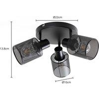 Lindby Stancho ceiling light black, three-bulb