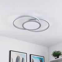 Lucande LED ceiling lamp Senne, 63 cm, silver, aluminium