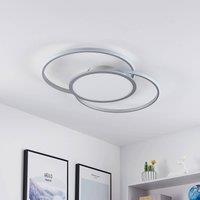 Lucande LED ceiling lamp Senne, CCT, silver, metal
