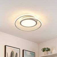 Lucande LED ceiling lamp Noud, 49 cm, silver, aluminium, dimmable