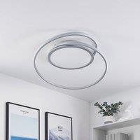 Lucande LED ceiling lamp Noud, 65 cm, silver, metal, CCT