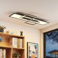 Lucande LED ceiling lamp Narumi, CCT, 110cm, black, aluminium
