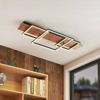 Lucande LED ceiling light Chariska, 95cm, black, wood, CCT