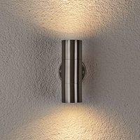 Lindby Hakan outdoor wall lamp, up/down, stainless steel, IP44, GU10