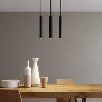 Arcchio Franka LED pendant light, 3-bulb, long, black, aluminium
