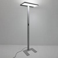 Arcchio LED office floor lamp Aila, silver, daylight sensor