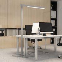 Arcchio LED office floor lamp Susi, silver, sensor, touch dimmer