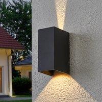 Lucande LED wall lamp Kimian, height 17 cm, anthracite, IP54