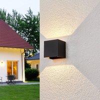 Lucande LED outdoor wall lamp Evie, 11 cm, anthracite, up/down