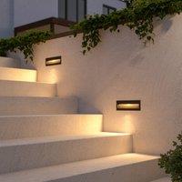Lucande LED recessed wall light Loya, 23 x 8 cm, grey, IP54
