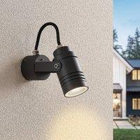 Lucande outdoor wall spotlight Galina, grey, aluminium, 11.2 cm high