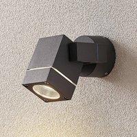 Lucande Outdoor wall spotlight Kavuna, dark grey, IP54, angular