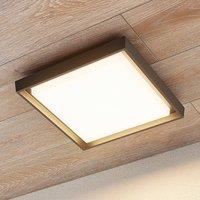 Lucande Birta LED outdoor ceiling light, dark grey, IP54, 34 cm