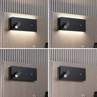 Lucande LED wall lamp Kimo, 32 cm, black, aluminium, USB