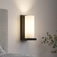 Lucande Lyra wall, black/white, glass lampshade