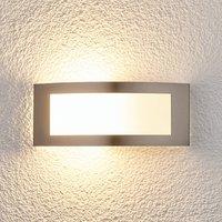 Lindby Raja outdoor wall lamp, 25 cm wide, stainless steel, IP44, E27