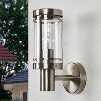 Lindby Djori outdoor wall lamp, aluminium-coloured, stainless steel, E27