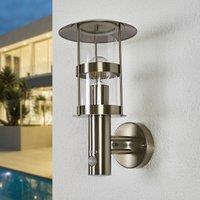 Lindby Noemi outdoor wall light, sensor, grey, stainless steel, 34cm