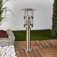 Lindby Noemi pillar light, grey, stainless steel, 50 cm, IP44