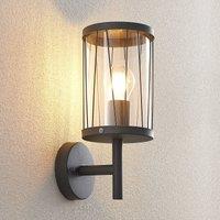 Lindby Yonan outdoor wall lamp, round, grey, E27