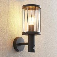Lindby outdoor wall lamp Yonan, height 34 cm, anthracite, sensor