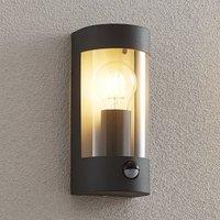 Lindby Junias outdoor wall lamp, 24 cm, anthracite, sensor