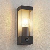 Lindby outdoor wall lamp Tilian, sensor, height 25 cm, anthracite