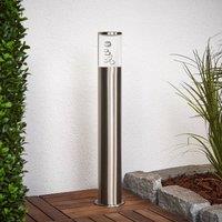 Lindby Stainless steel pillar lamp Belen with LEDs