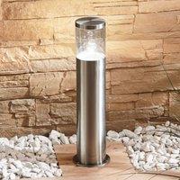 Lindby Hanneli pillar lamp made of stainless steel, round