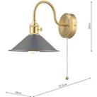 dr lighting Hadano wall light in brass, antique pewter lampshade