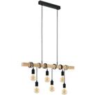 EGLO Townshend pendant lamp with wood, 6-bulb