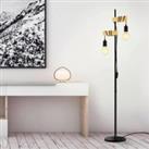 EGLO Townshend floor lamp 2-bulb black/light wood