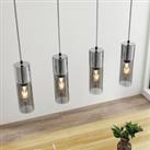 Lindby Eleen pendant lamp with 4 smoked glass cylinders