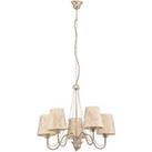 HELAM Malbo chandelier 5-bulb white, fabric lampshades