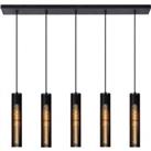 Lucide Lionel linear pendant light with five lampshades